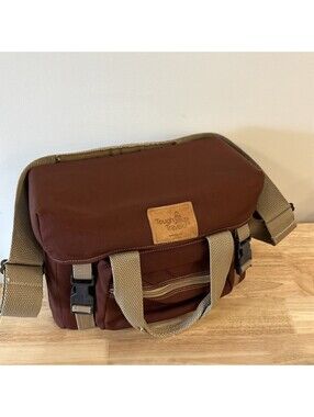 VTG Tough Traveler Maroon Tan Heavy-Duty Camera Bag Shoulder Strap USA 13" 8"